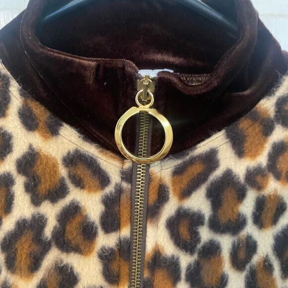 -‎ Women’s Fleece Leopard Zip Up Coat Size Medium - Picture 8 of 10